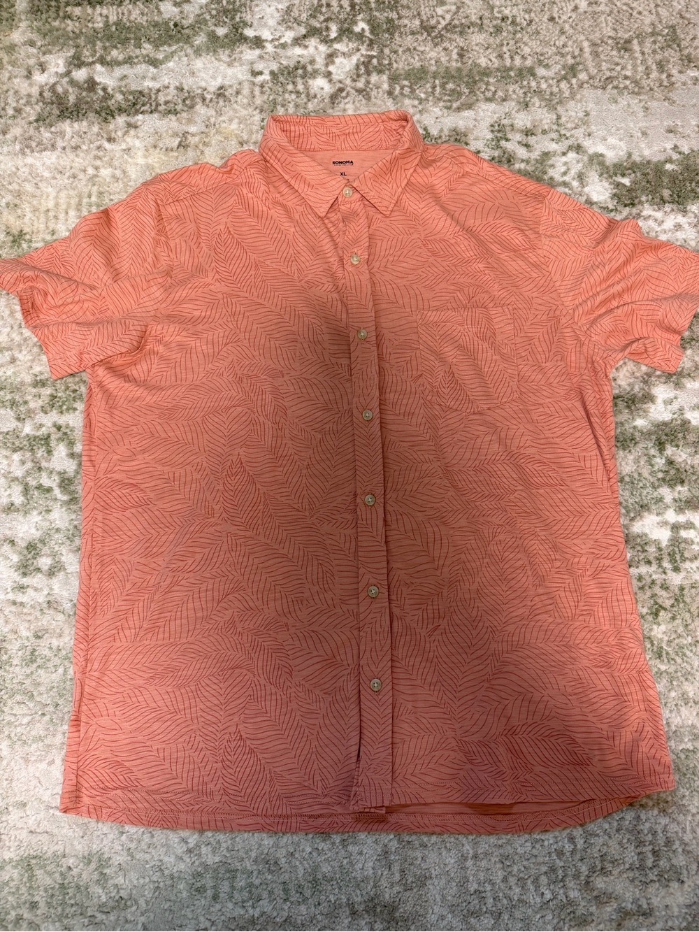 Sonoma Men's XL Coral Short-Sleeve Button-Up Shirt